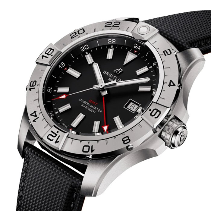 Breitling Avenger Automatic GMT 44mm herreur sort læder A32320101B1X1 - Billede 3