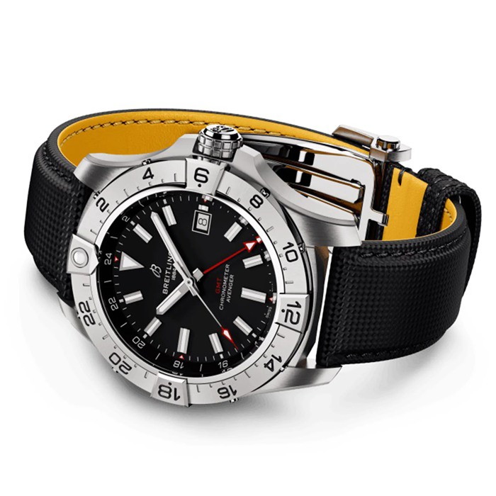 Breitling Avenger Automatic GMT 44mm herreur sort læder A32320101B1X1 - Billede 4