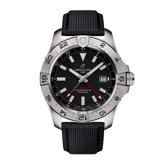 Breitling Avenger Automatic GMT 44mm herreur sort læder A32320101B1X1