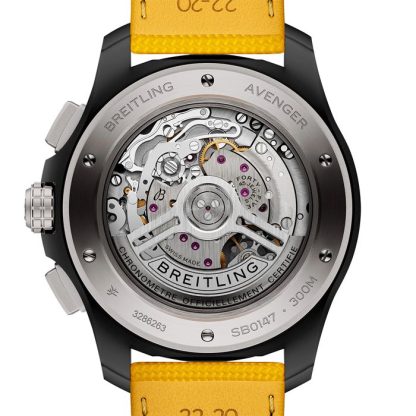 Breitling Avenger B01 Chronograph 44mm Night Mission herreur gult læder SB0147101I1X1 - Billede 2