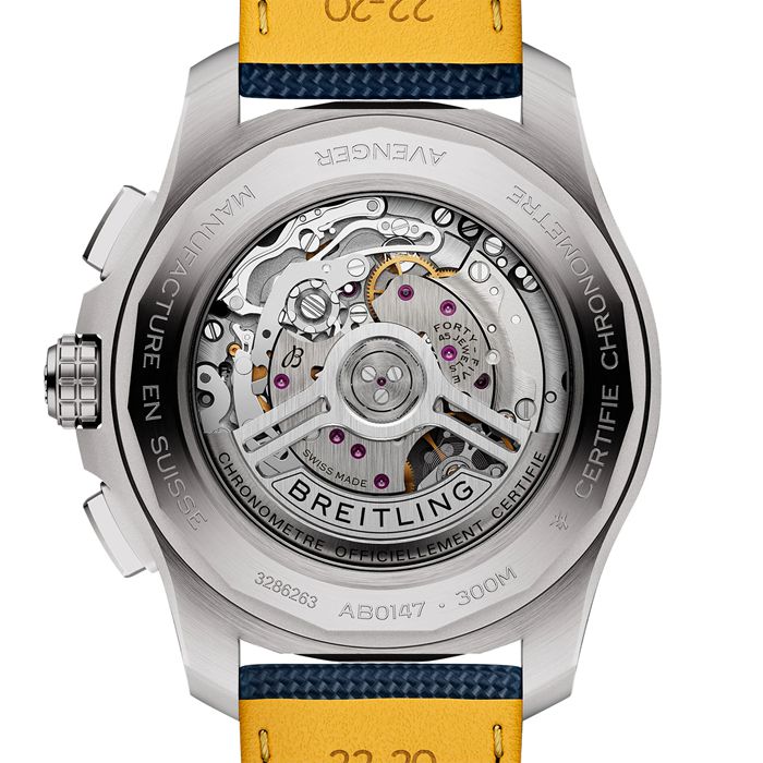 Breitling Avenger Chronograph B01 44mm herreur blåt læder AB0147101C1X1 - Billede 2
