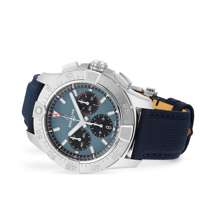 Breitling Avenger Chronograph B01 44mm herreur blåt læder AB0147101C1X1 - Billede 3