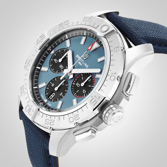 Breitling Avenger Chronograph B01 44mm herreur blåt læder AB0147101C1X1 - Billede 5
