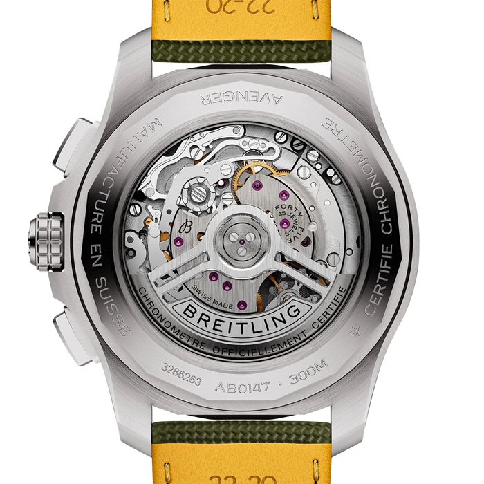 Breitling Avenger Chronograph B01 44mm herreur grønt læder AB0147101L1X1 - Billede 2