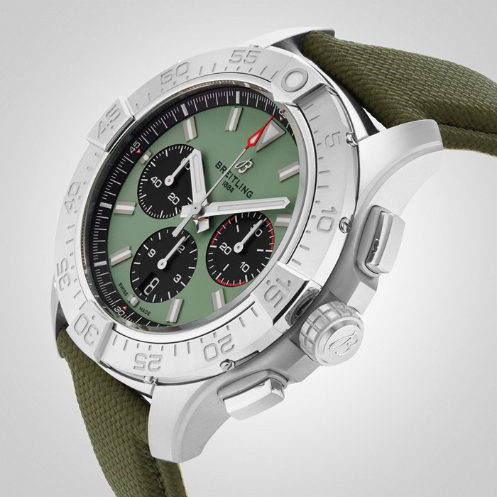 Breitling Avenger Chronograph B01 44mm herreur grønt læder AB0147101L1X1 - Billede 5