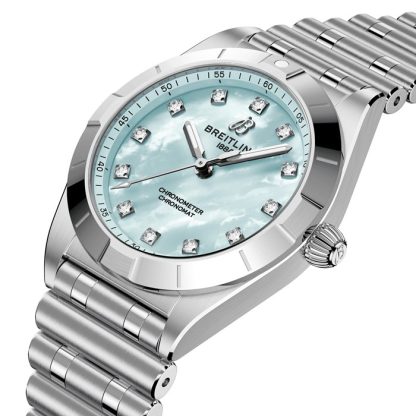 Breitling Chronomat 28mm dameur blå perlemor A72310101C1A1 - Billede 2