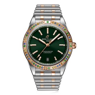 Breitling Chronomat Automatic 36 South Sea Green dameur i rustfrit stål og 18 karat rosaguld U10380611L1U1