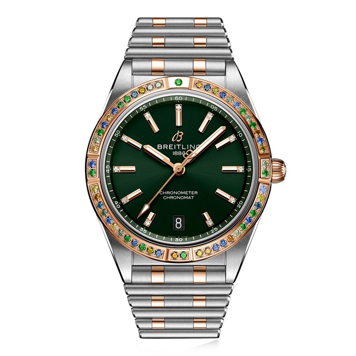 Breitling Chronomat Automatic 36 South Sea Green dameur i rustfrit stål og 18 karat rosaguld U10380611L1U1