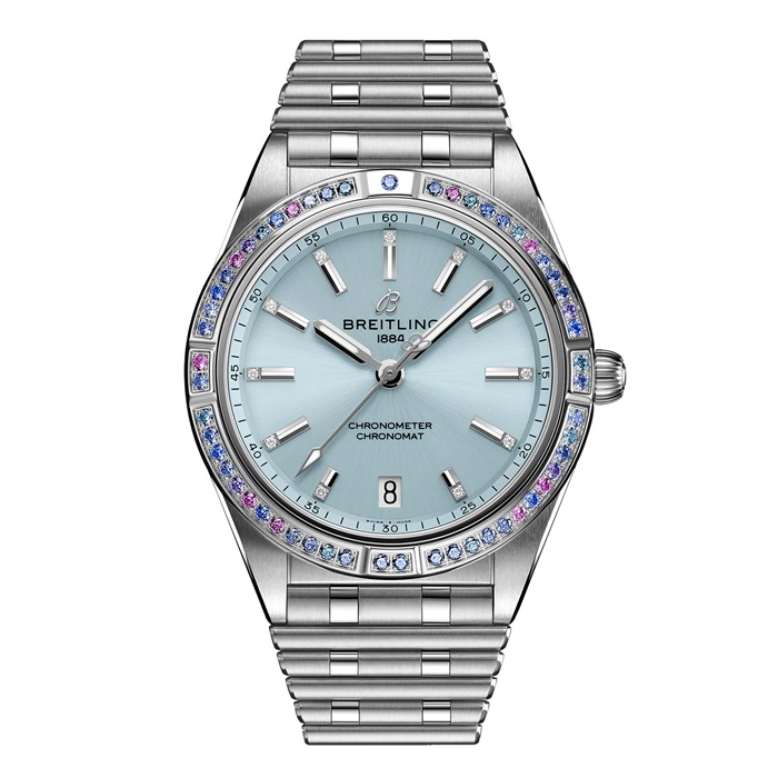 Breitling Chronomat Automatic 36 South Sea Ice Blue dameur med armbånd i rustfrit stål G10380611C1G1