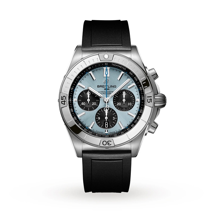 Breitling Chronomat B01 42 Rustfrit stål & platin gummirem Isblå ur PB0134101C1S1