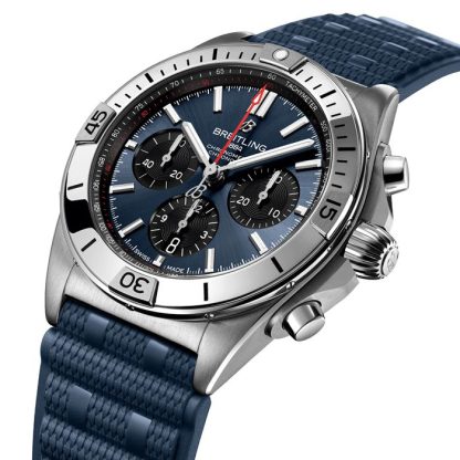 Breitling Chronomat B01 Chronograph 42mm herreur blå gummi AB0134101C1S1 - Billede 3