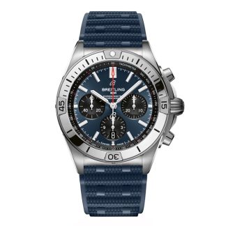 Breitling Chronomat B01 Chronograph 42mm herreur blå gummi AB0134101C1S1