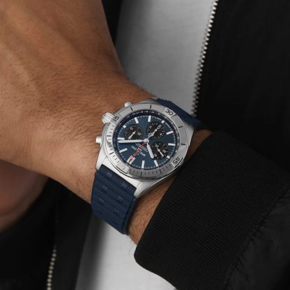 Breitling Chronomat B01 Chronograph 42mm herreur blå gummi AB0134101C1S1 - Billede 5