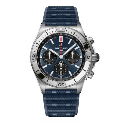 Breitling Chronomat B01 Chronograph 42mm herreur blå gummi AB0134101C1S1