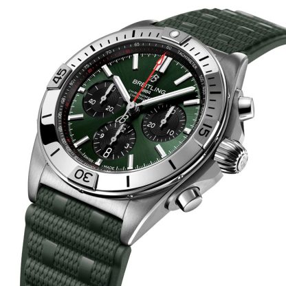Breitling Chronomat B01 Chronograph 42mm herreur grøn gummi AB0134101L2S1 - Billede 3