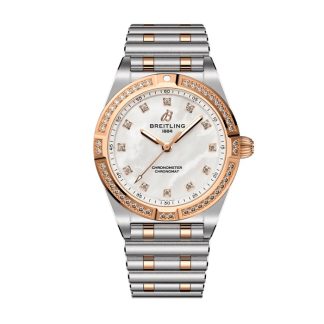 Breitling Chronomat rustfrit stål og 18k rødguld 28 mm dameur perlemor U72310531A1U1