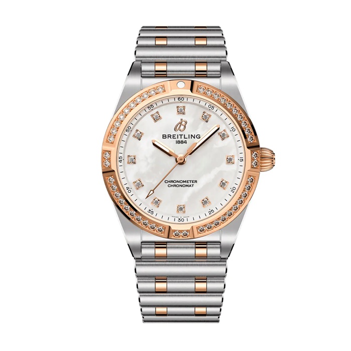 Breitling Chronomat rustfrit stål og 18k rødguld 28 mm dameur perlemor U72310531A1U1