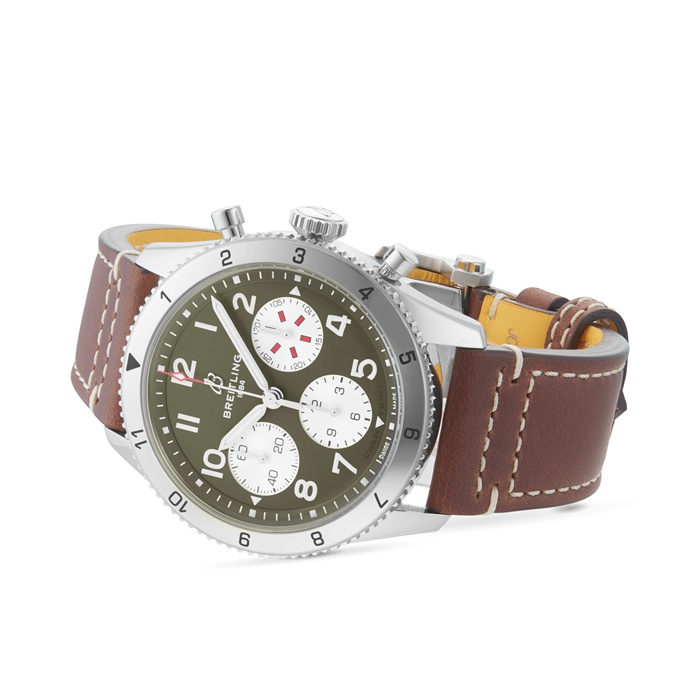 Breitling Classic AVI Chronograph 42 Curtiss P-40 Warhawk Læderrem Ur A233802A1L1X1 - Billede 4