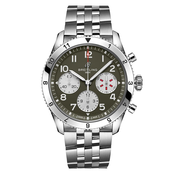 Breitling Classic AVI Chronograph 42 Curtiss P-40 Warhawk ur i rustfrit stål A233802A1L1A1