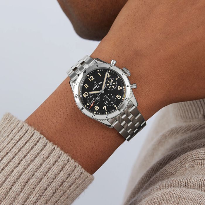 Breitling Classic AVI Chronograph 42 P-51 Mustang ur i rustfrit stål A233803A1B1A1 - Billede 3