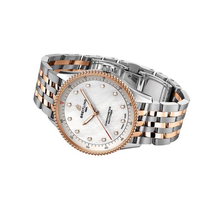 Breitling Navitimer 32mm dameur Hvid perlemor rustfrit stål og 18k rødguld U77320E61A1U1 - Billede 4