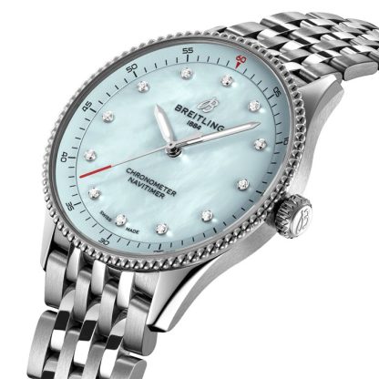 Breitling Navitimer 32mm dameur blå perlemor A77320171C1A1 - Billede 3