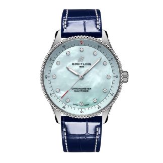 Breitling Navitimer 32mm dameur blå perlemor alligator A77320171C1P1