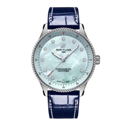 Breitling Navitimer 32mm dameur blå perlemor alligator A77320171C1P1