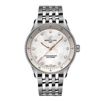 Breitling Navitimer 32mm dameur hvid perlemor A77320E61A2A1