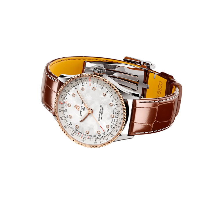 Breitling Navitimer 36mm Dameur Hvid Perlemor Alligator U17327211A1P1 - Billede 4