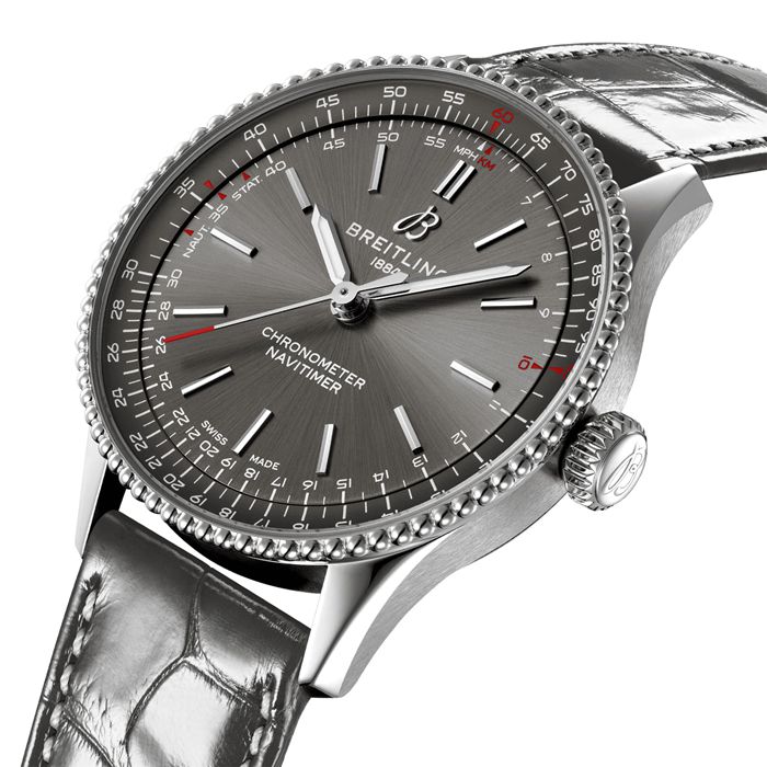 Breitling Navitimer 36mm dameur grå alligator A17327381B1P1 - Billede 3