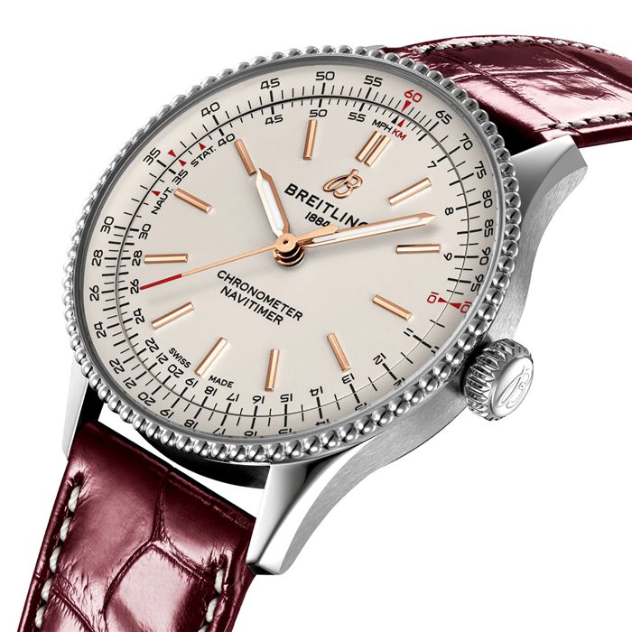 Breitling Navitimer 36mm dameur sølv alligator A17327211G1P1 - Billede 3