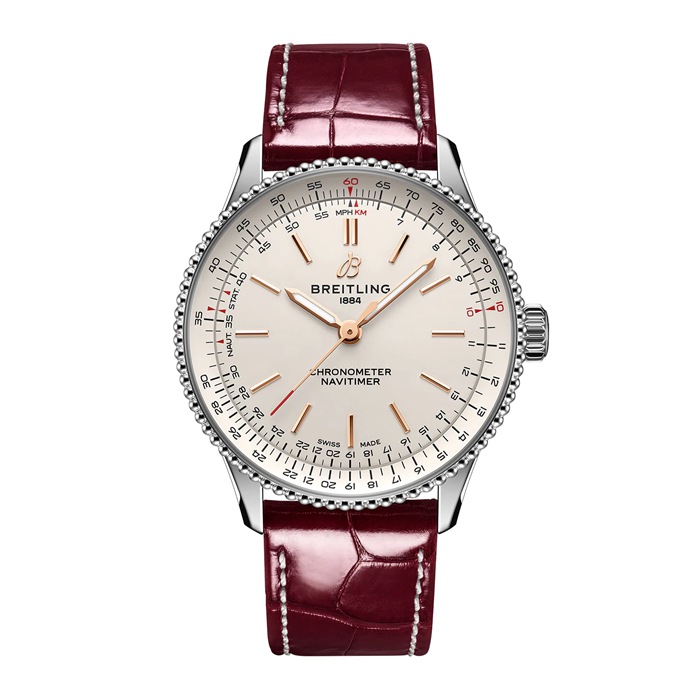 Breitling Navitimer 36mm dameur sølv alligator A17327211G1P1