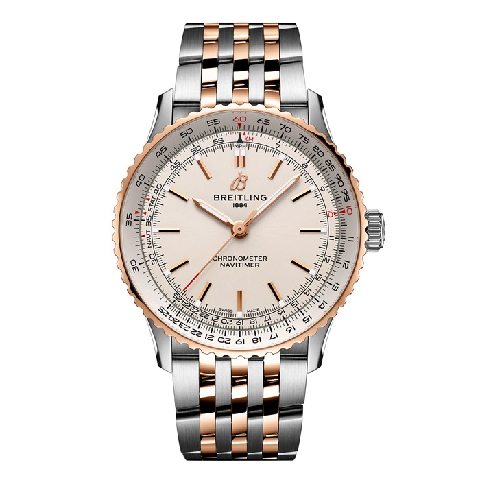 Breitling Navitimer Automatic 41mm herreur sølv rustfrit stål og 18k rødguld U17329F41G1U1