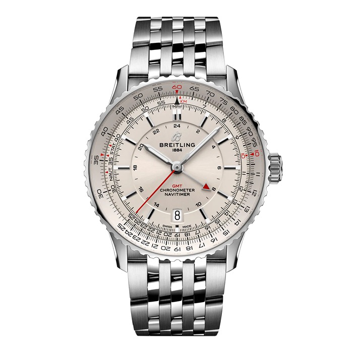 Breitling Navitimer Automatic GMT 41mm herreur sølv rustfrit stål A32310211G1A1