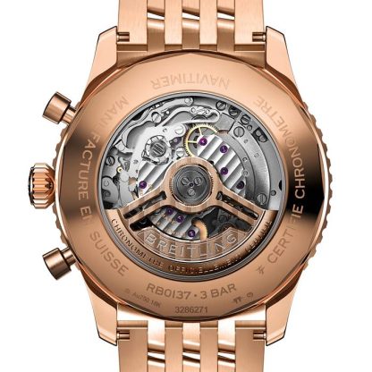 Breitling Navitimer B01 Chronograph 46 18k Red Gold Watch RB0137241G1R1 - Billede 4