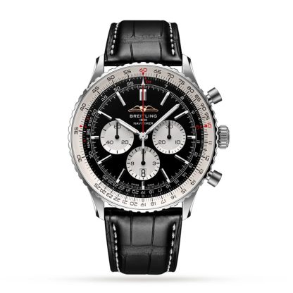 Breitling Navitimer B01 Chronograph 46 rustfrit stål læderrem ur AB0137211B1P1