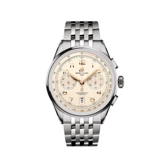 Breitling Premier B01 Chronograph 42mm herreur cremefarvet rustfrit stål AB0145211G1A1