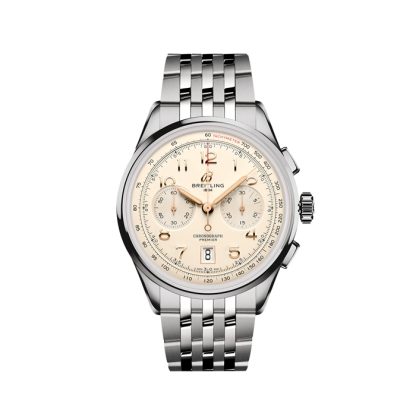 Breitling Premier B01 Chronograph 42mm herreur cremefarvet rustfrit stål AB0145211G1A1