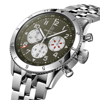 Breitling Super AVI B04 Chronograph GMT 46 Curtiss Warhawk Watch AB04452A1L1A1 - Billede 2