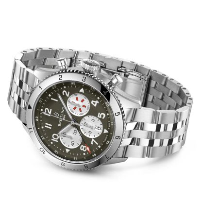 Breitling Super AVI B04 Chronograph GMT 46 Curtiss Warhawk Watch AB04452A1L1A1 - Billede 3