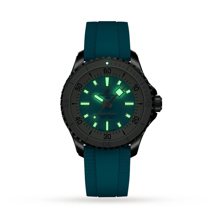 Breitling Superocean Automatic 36 rustfrit stål turkis gummiur A17377211C1S1 - Billede 5