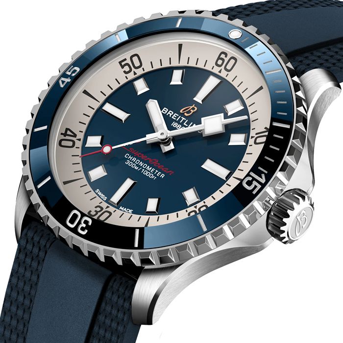 Breitling Superocean Automatic 42 ur med gummirem i rustfrit stål A17375E71C1S1 - Billede 3