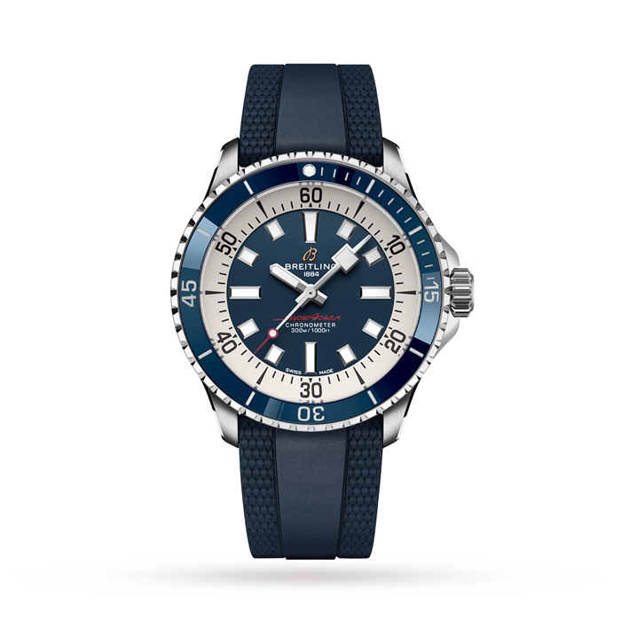 Breitling Superocean Automatic 42 ur med gummirem i rustfrit stål A17375E71C1S1