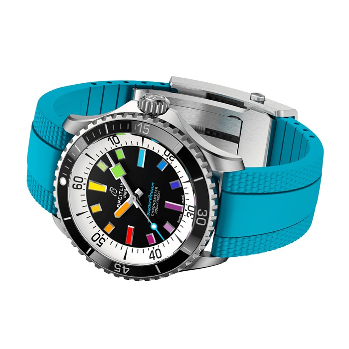 Breitling Superocean Automatic 42mm herreur blå gummi A17375211B2S1 - Billede 4