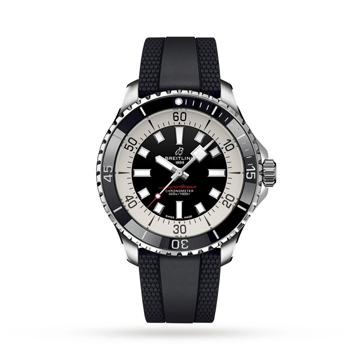 Breitling Superocean Automatic 44 ur med gummirem i rustfrit stål A17376211B1S1