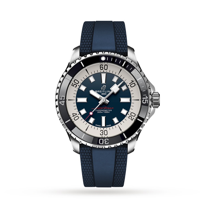 Breitling Superocean Automatic 44 ur med gummirem i rustfrit stål A17376211C1S1