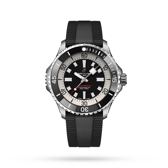 Breitling Superocean Automatic 46 ur med gummirem i rustfrit stål A17378211B1S1