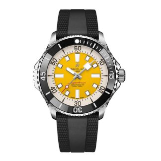 Breitling Superocean Automatic Code Yellow UK Edition 46mm herreur gul gummi A173781A1I1S1