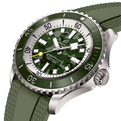 Breitling Superocean Automatic Super Diver 46mm herreur grøn gummi E10379D31L1S1 - Billede 2